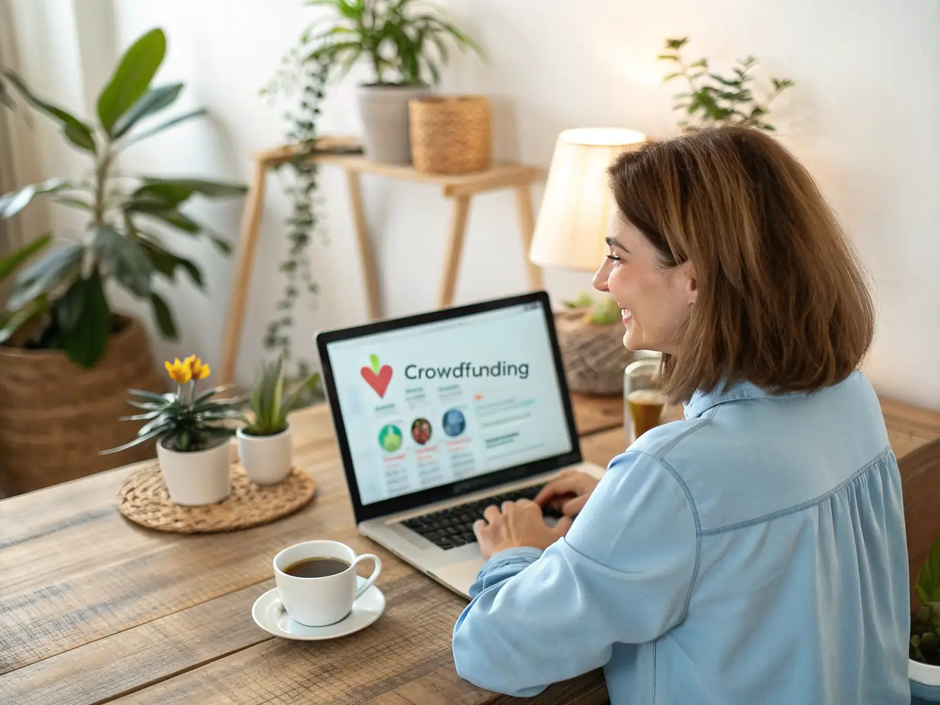 A person happily filling out a registration form on a laptop, with a friendly and supportive background image representing the LifeConnect community.